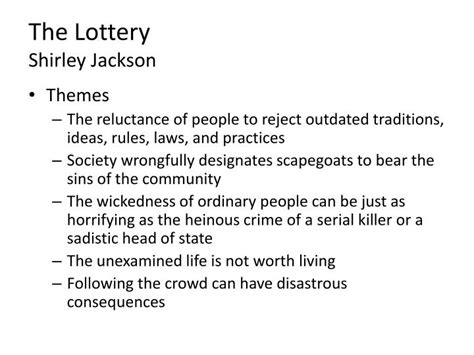 The lottery by shirley jackson theme essay